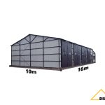 Stahlhalle 16x10 m mit Satteldach, Toren und kleinem Raum